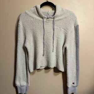 Champion Cropped Sharpa Fleece Hoodie Sweatshirt